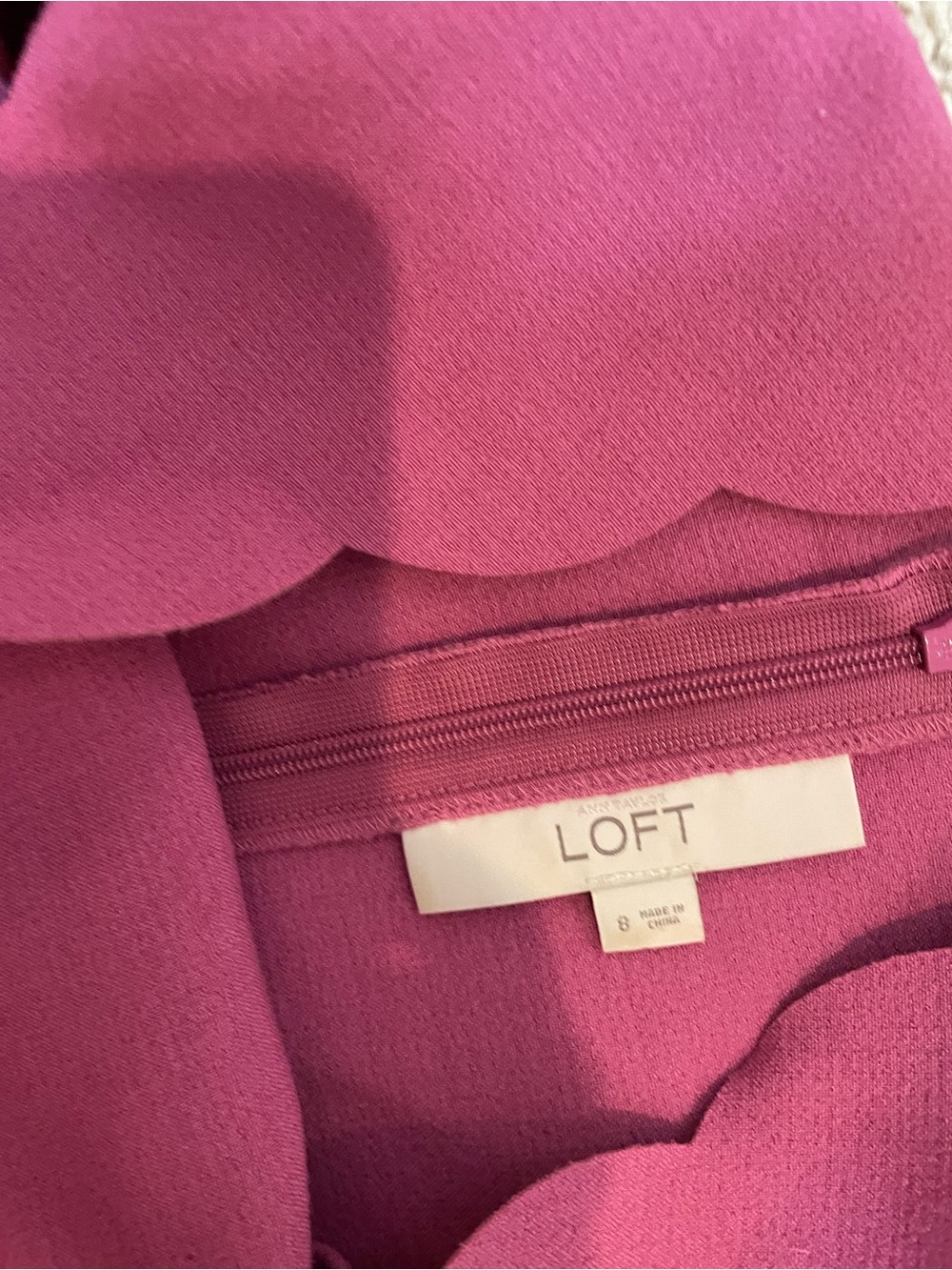 LOFT Scalloped Neckline Sleeveless Mini Dress - Mint and Magenta - Picture 3 of 5
